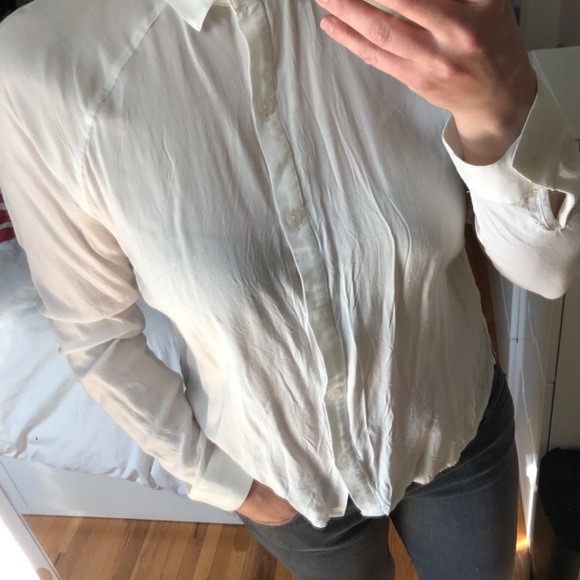 FRANK & OAK light blouse button down shirt off-white - Picture 4 of 11